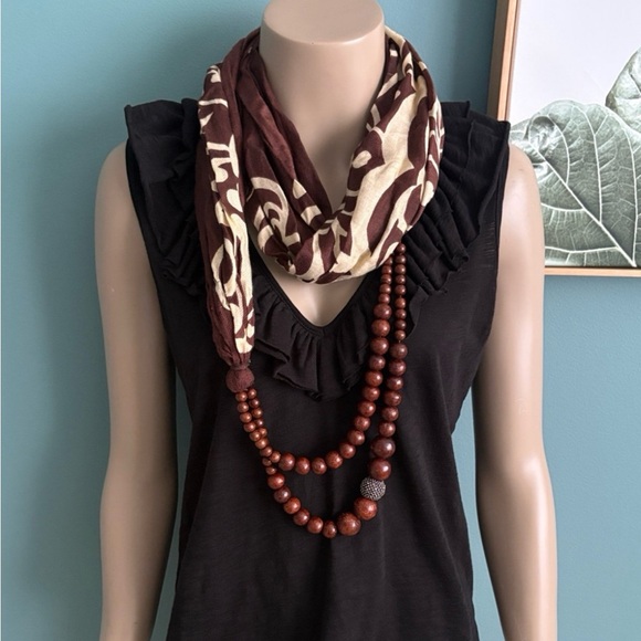 UNIQUE INFINITY SCARF w Wooden Beads - Picture 1 of 6